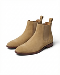 Suede Leather Chelsea Boots with Elastic Side Panels