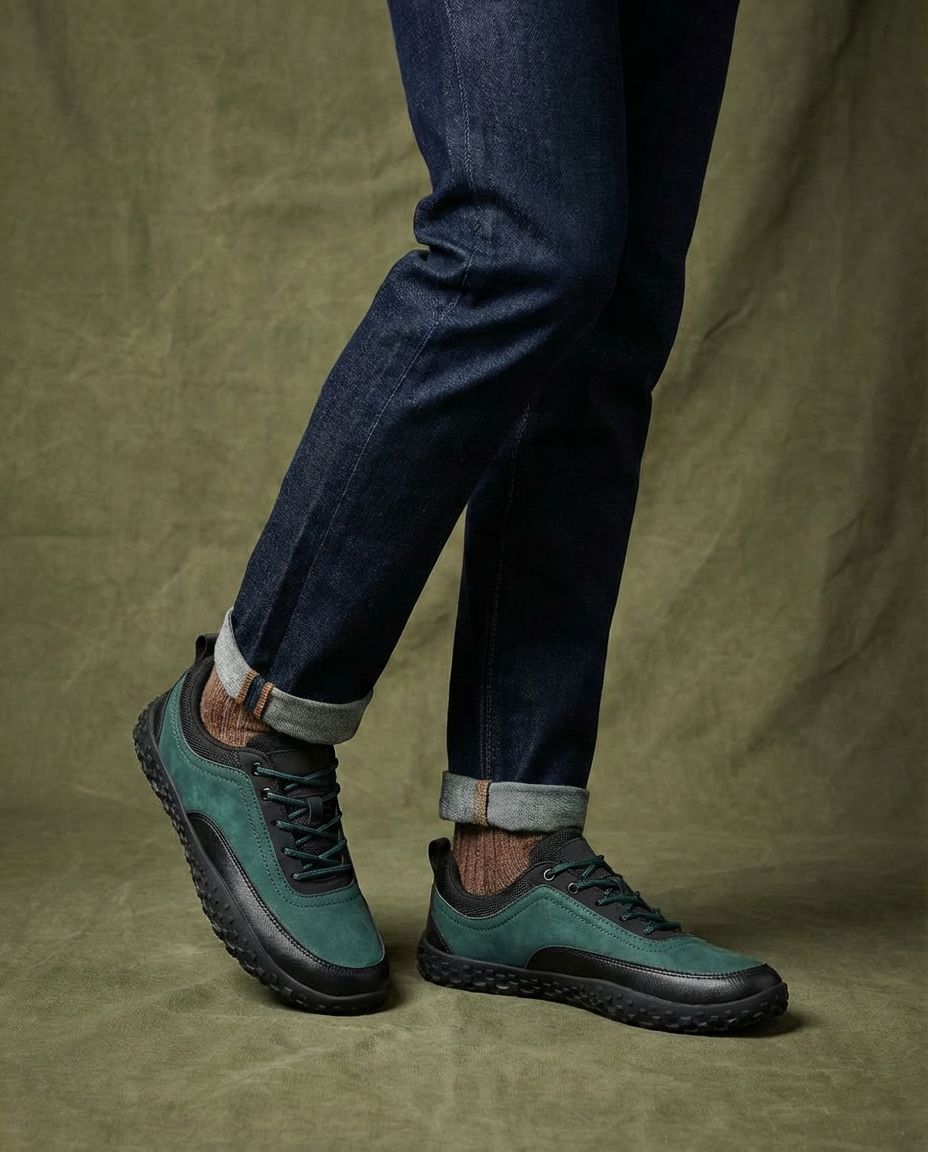 Nubuck Leather Shoes with Rubber Sole