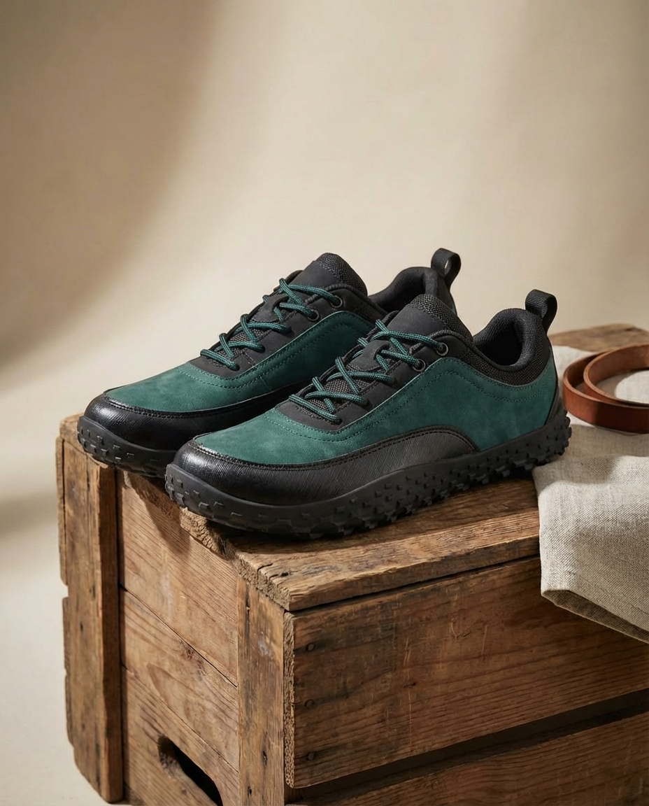 Nubuck Leather Shoes with Rubber Sole