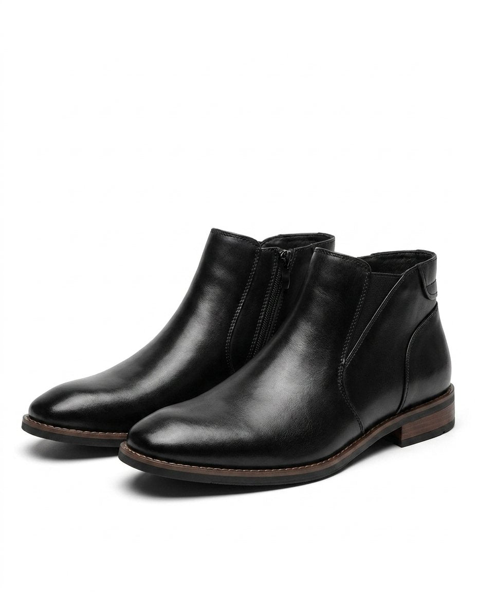 Burnished Leather Chelsea Boots with Almond Toe