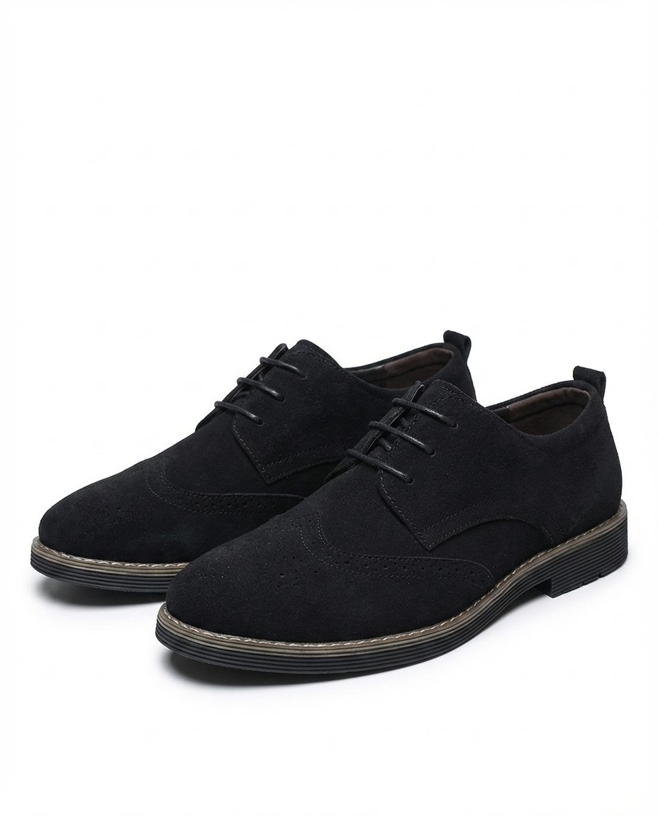 Suede Oxford Shoes with Brogue Detailing