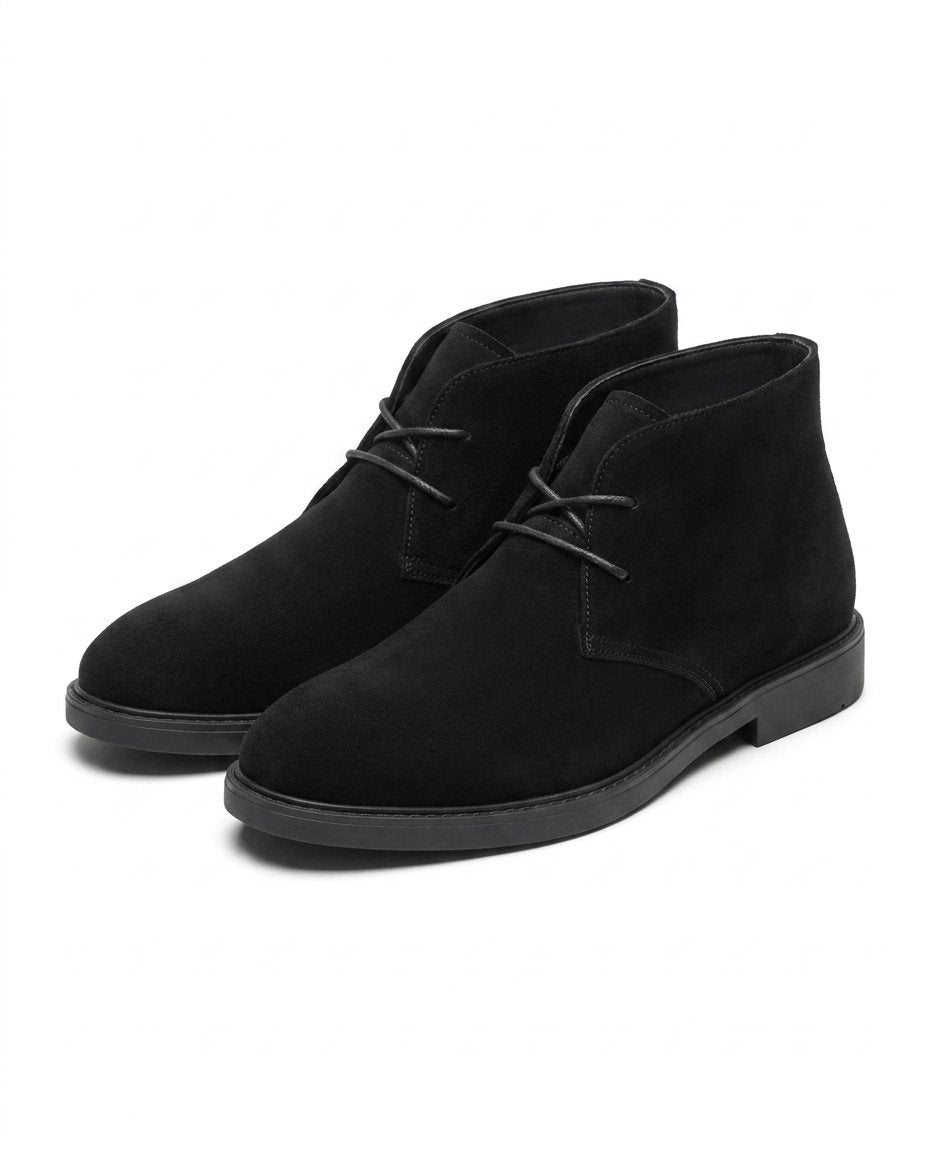 Suede Leather Chelsea Boots with Lace-Up Closure