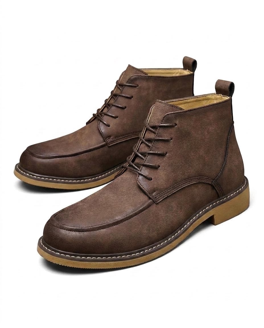 Leather Ankle Boots with Moc-Toe Stitching