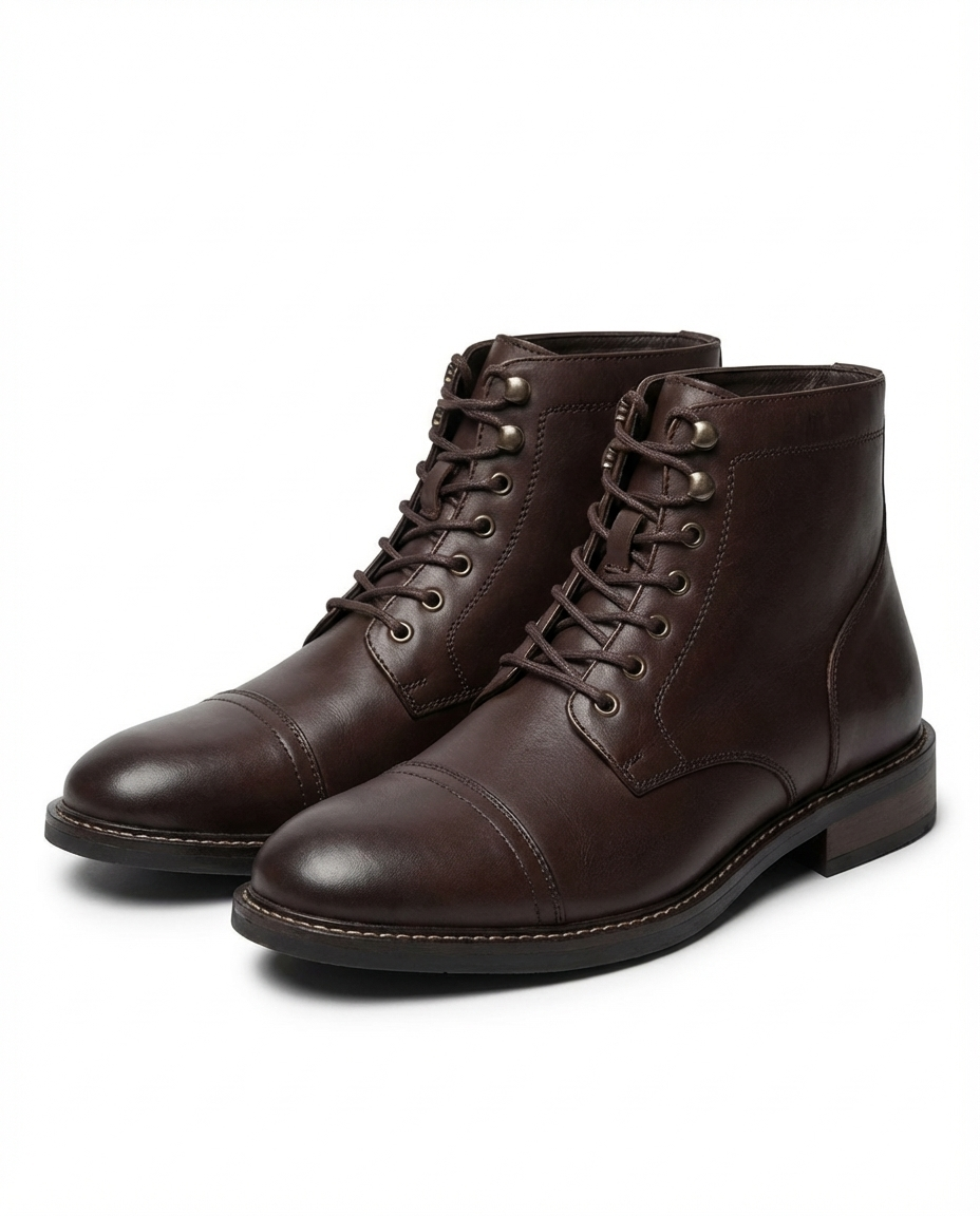 Leather Boots with Patina Finish