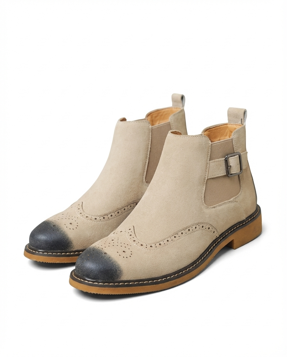 Polished Leather Chelsea Boots with Patina Finish