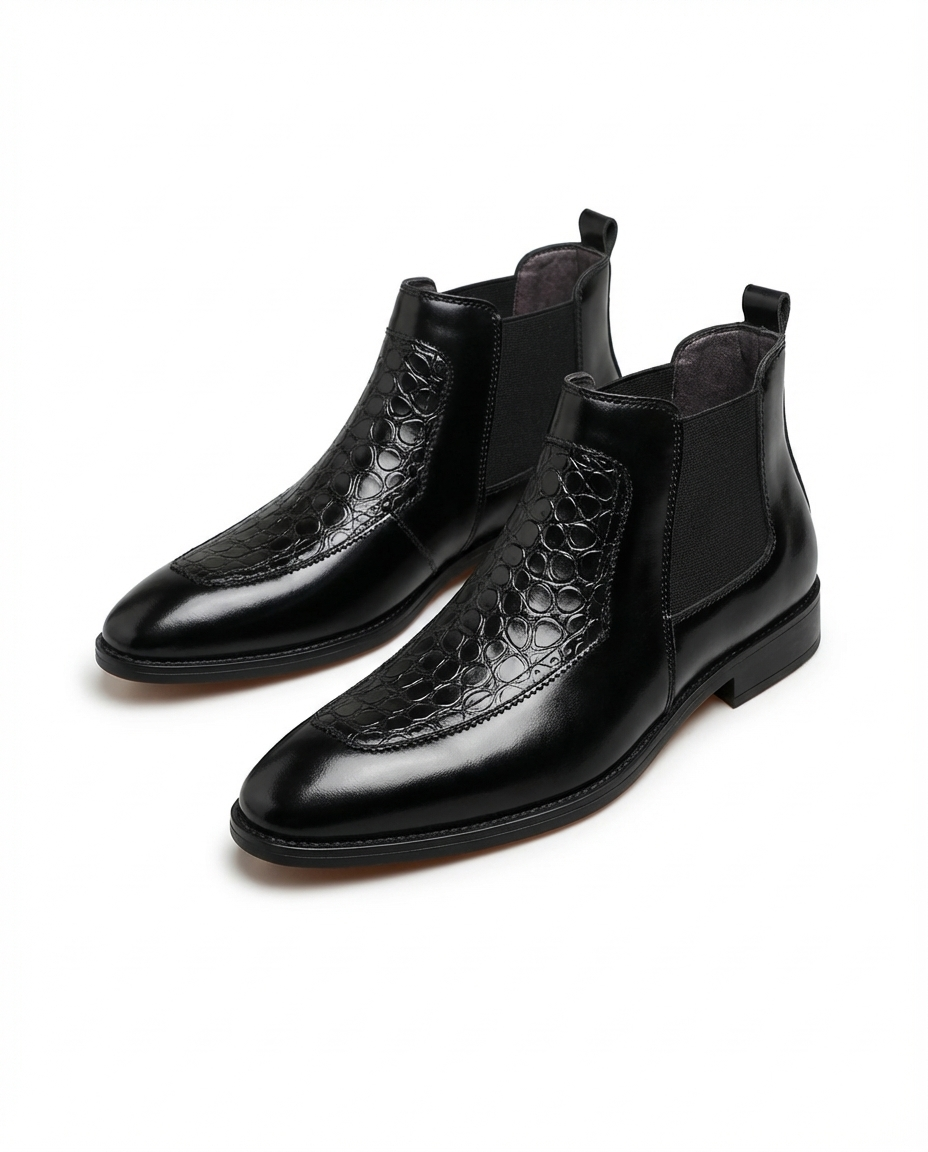 Cowhide Leather Chelsea Boots with Elastic Side Panels