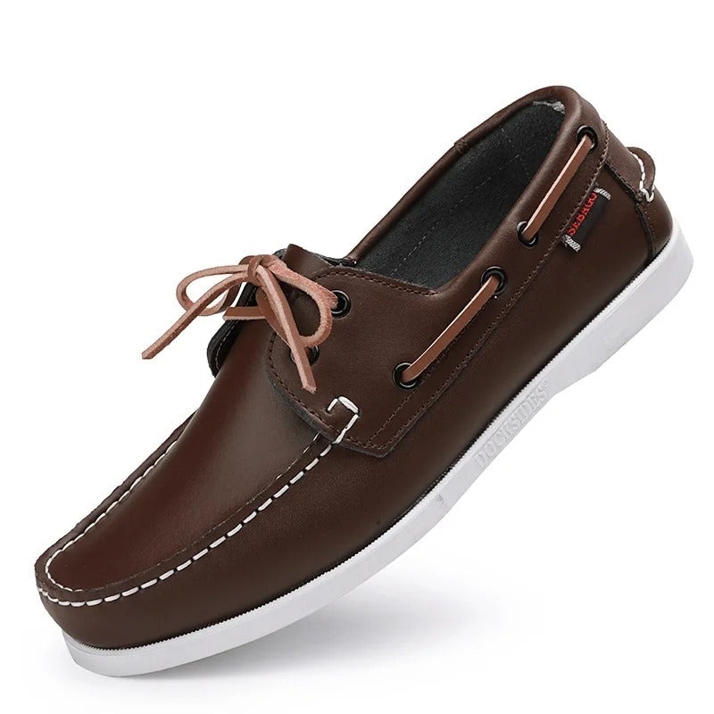 Leather Loafers with Color-Block Detail