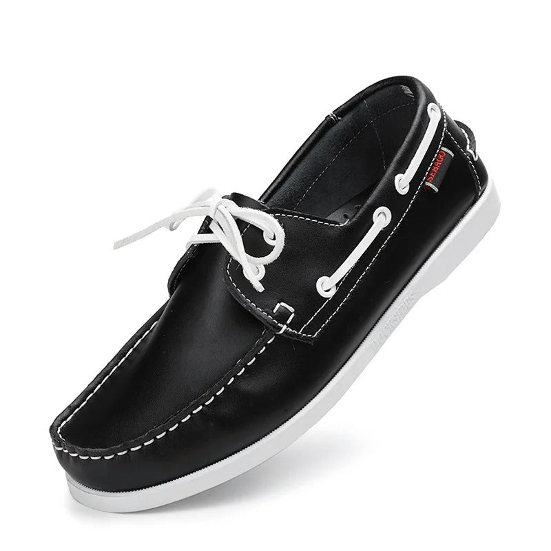 Leather Loafers with Color-Block Detail