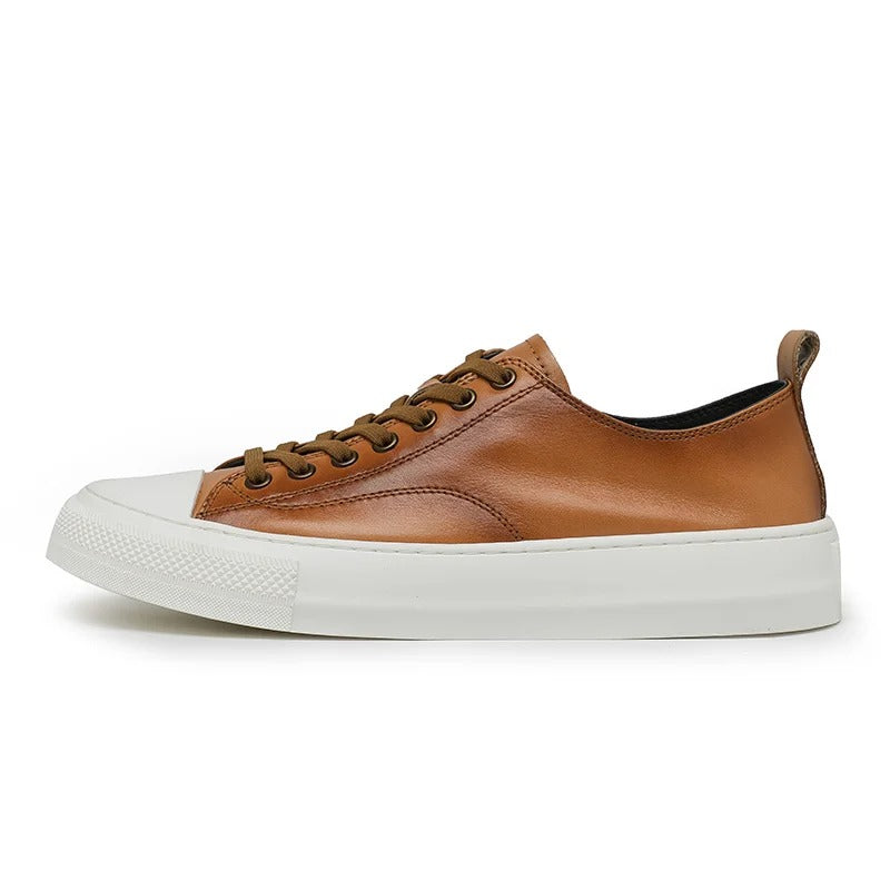 Leather Slip-On Sneakers with Arch Support and Cushioned Insole