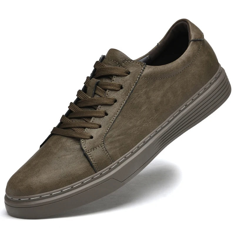 Leather Sneakers with Shock-Absorbing Sole