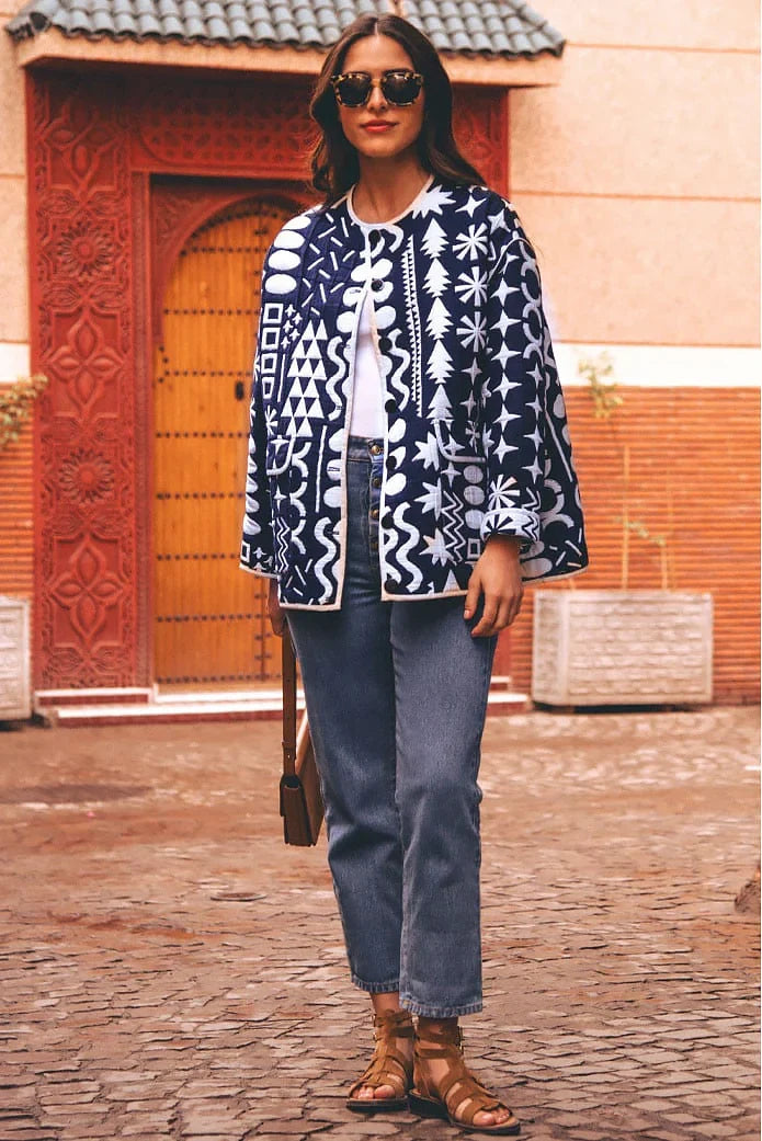 Quilted Flower Print Jacket