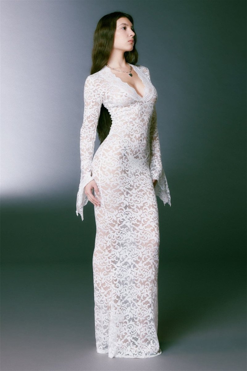 Virginia Sheer Lace Mermaid Maxi-Length Dress