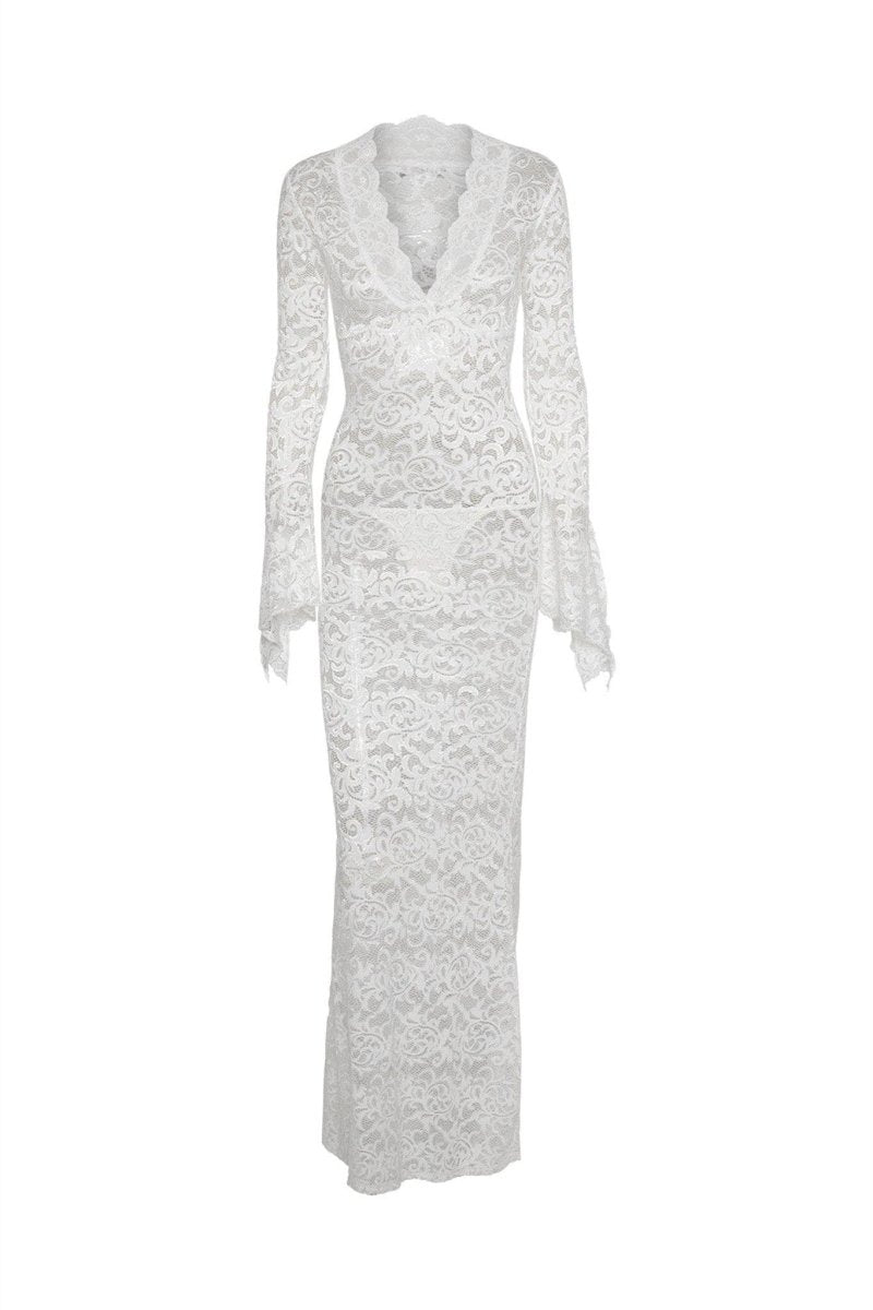Virginia Sheer Lace Mermaid Maxi-Length Dress