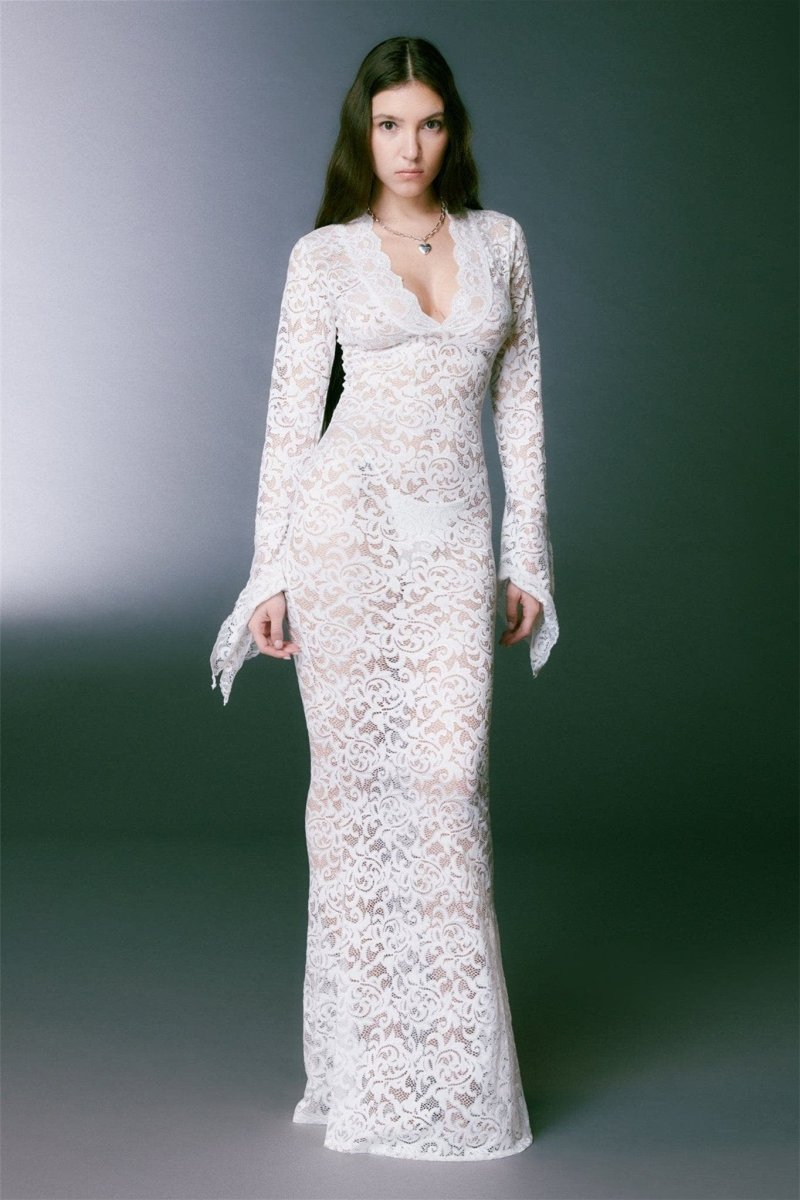 Virginia Sheer Lace Mermaid Maxi-Length Dress