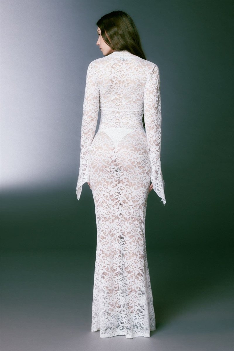 Virginia Sheer Lace Mermaid Maxi-Length Dress