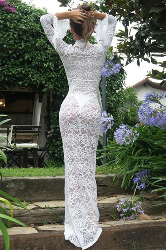 Virginia Sheer Lace Mermaid Maxi-Length Dress