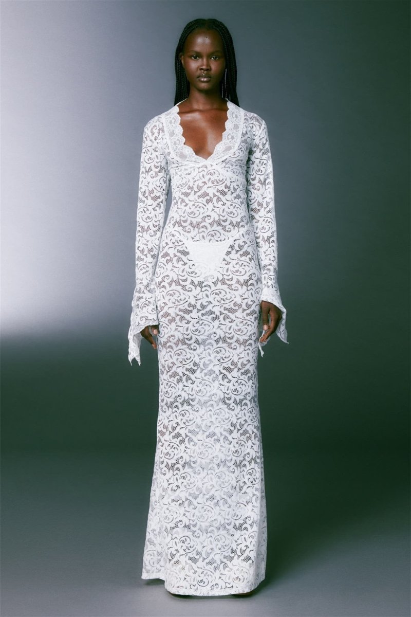 Virginia Sheer Lace Mermaid Maxi-Length Dress